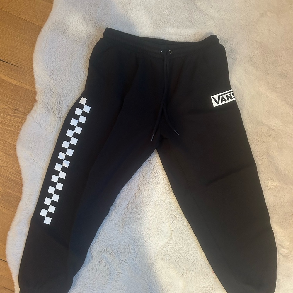 Vans Black Sweatpants with Checkered Design size small